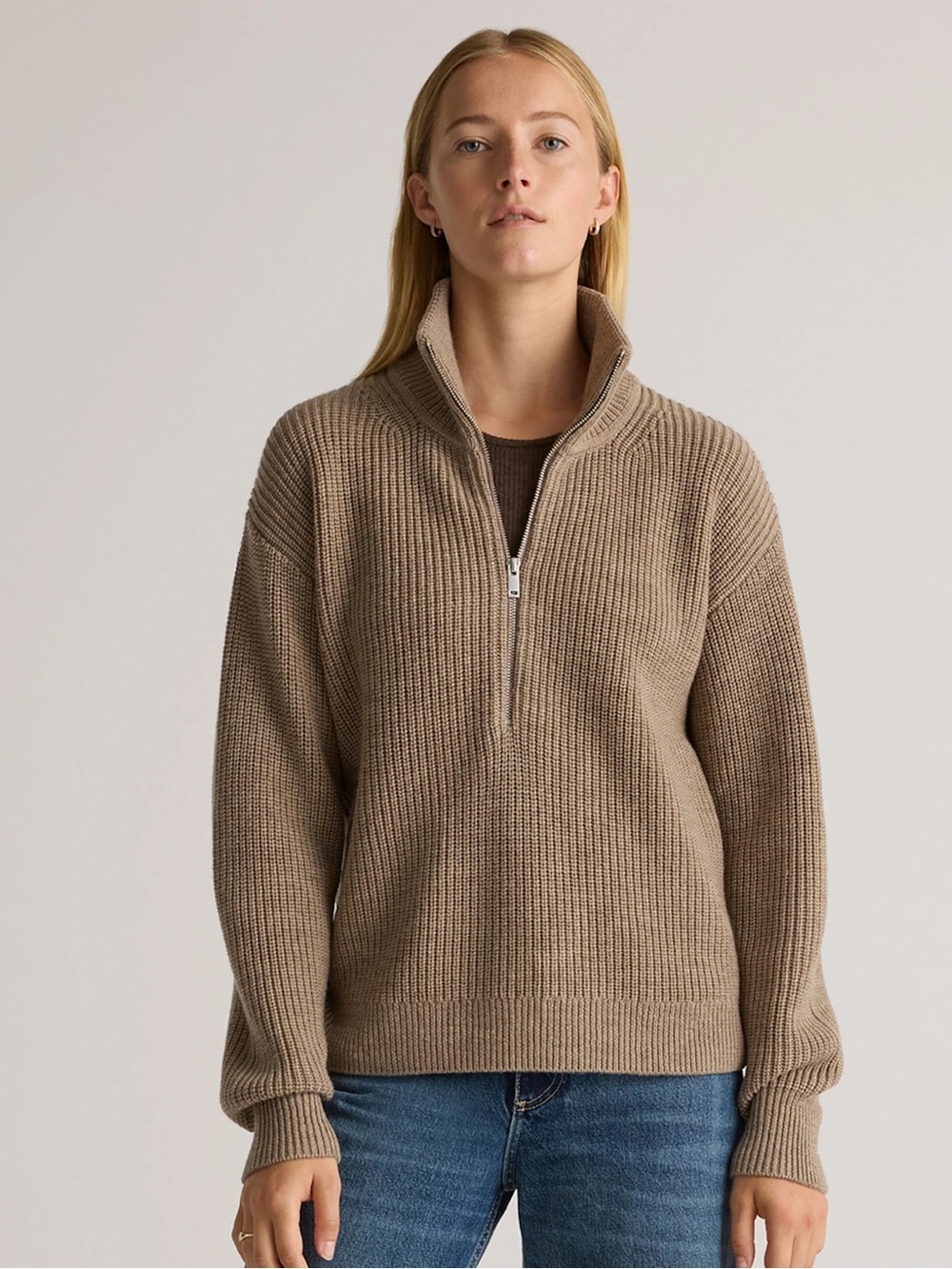 Quince Australian Merino Wool Half Zip Sweater Malted Toffee Size Small $115
